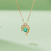 Round Green Zircon Dolphin Necklace